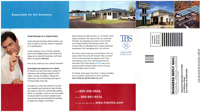 Trachte Building Systems direct mail piece (inside)